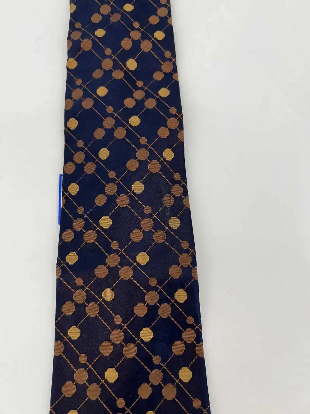 Paul Stuart Silk Tie Polka Dot | Blue/Gold, One Size Regular, US-Made